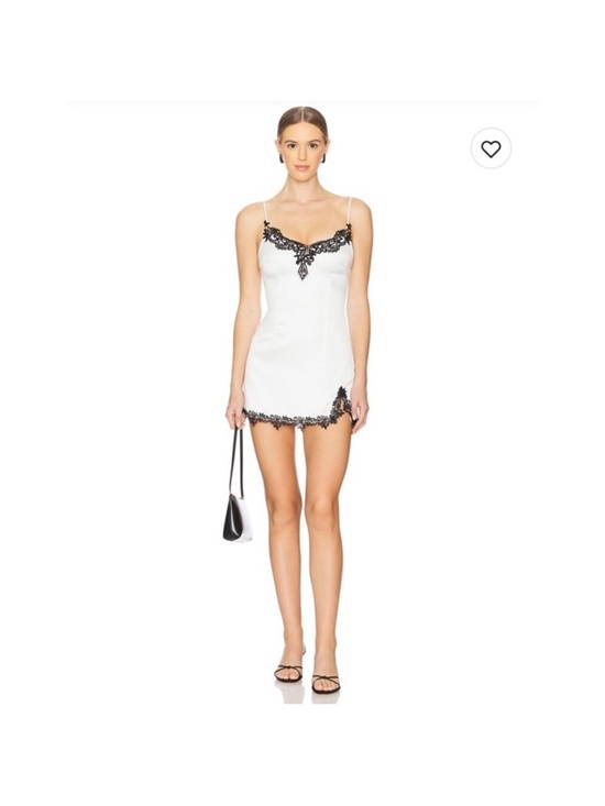 superdown Dresses & Skirts - superdown White Chemise Slip with Black Lace Trim